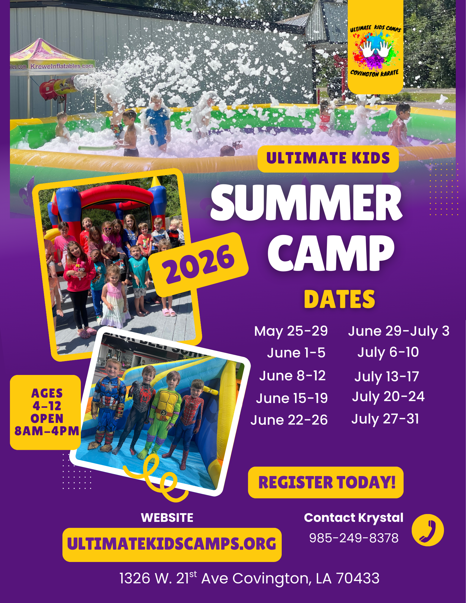 Purple and Yellow Minimalist Summer Camp Flyer (1)